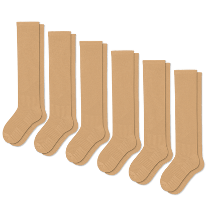 Tan Compression Socks Bundle 6-Pack