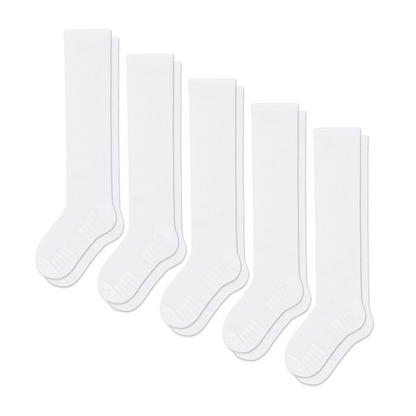 White Compression Socks Bundle 5-Pack